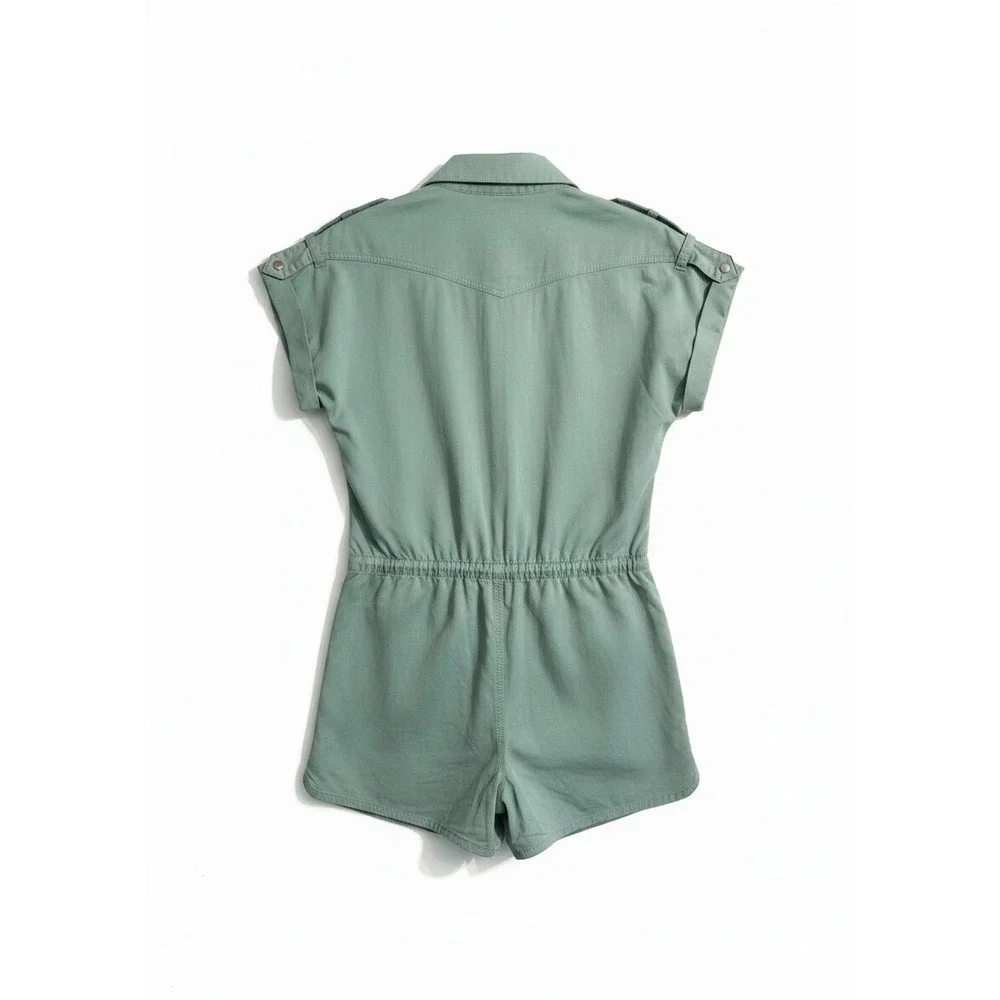 Pistola Meg Zip Front Romper Womens XS Green Clover Excellent Utility Drawstring - Picture 4 of 9